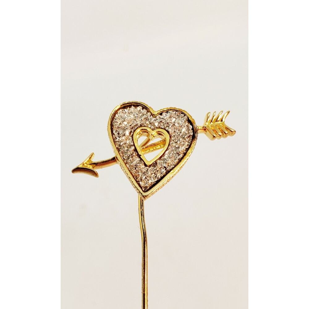 Vintage Franklin Mint 1979 Lover's Heart 24 Kt Gold Over Silver Stick Pin Brooch - Picture 4 of 12